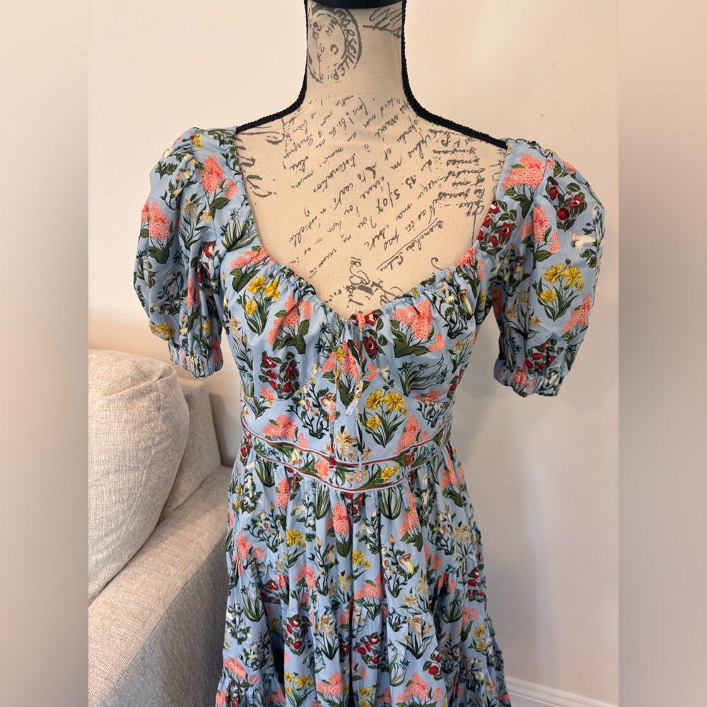 Agua by Agua Bendita Palmera Magdalena Dia Midi Dress size large - Picture 4 of 9
